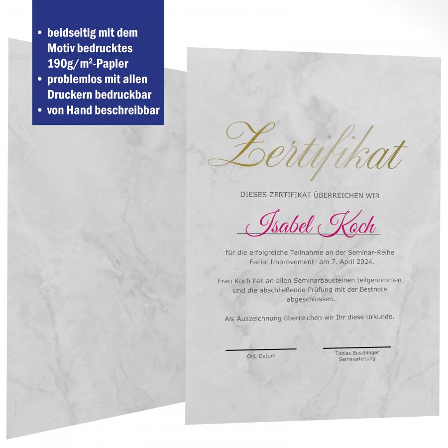 Urkundenpapier DIN A4 190 g/m² beidseitig bedruckt – Motiv [NAME]