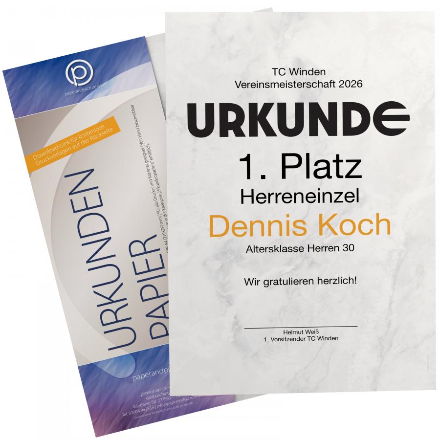 Urkundenpapier DIN A4 190 g/m² beidseitig bedruckt – Motiv [NAME]