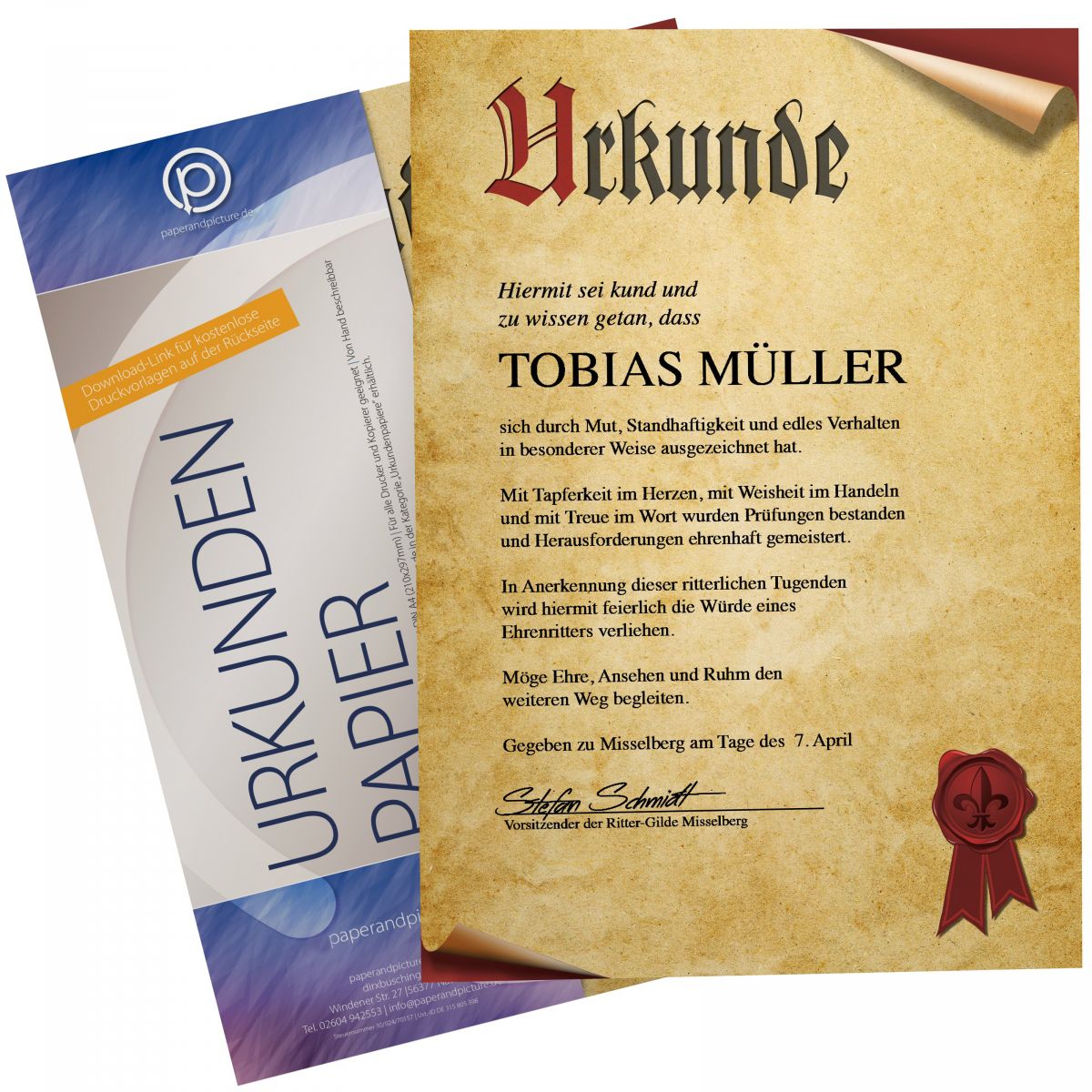 Urkundenpapier Urkundenrolle