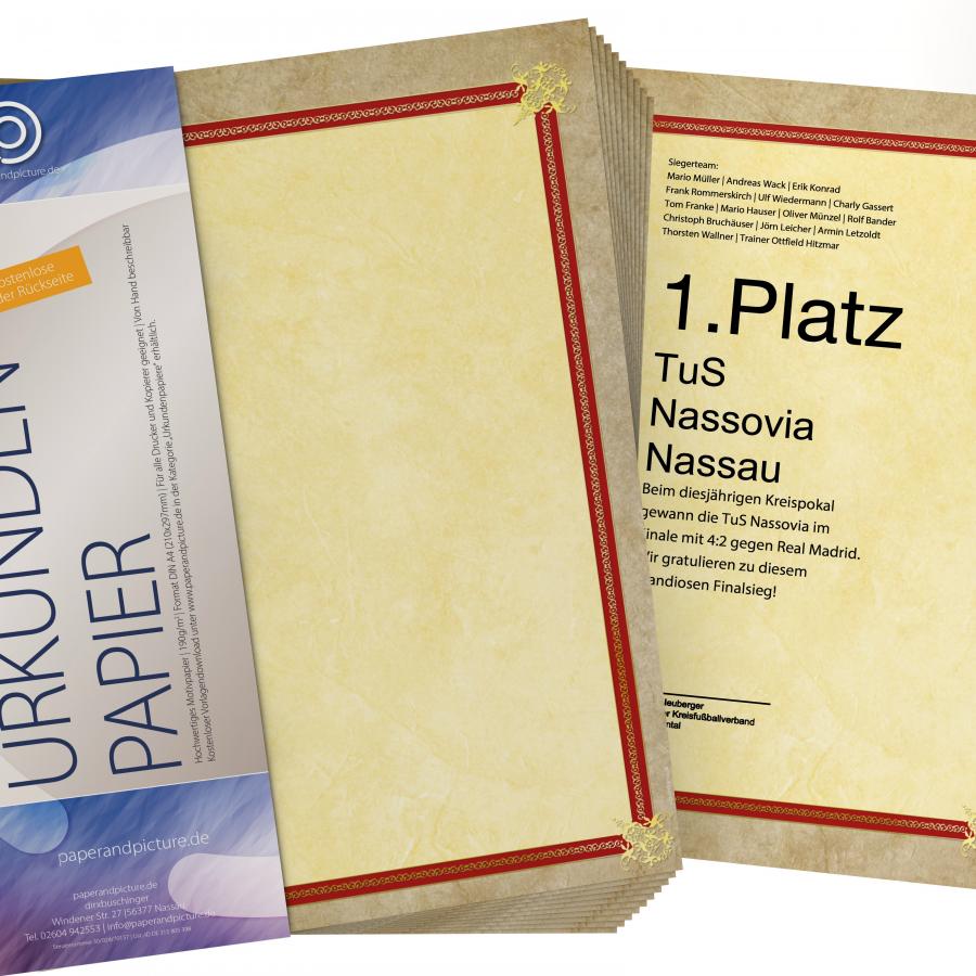 Urkundenpapier DIN A4 190 g/m² beidseitig bedruckt – Motiv Prestige Classic