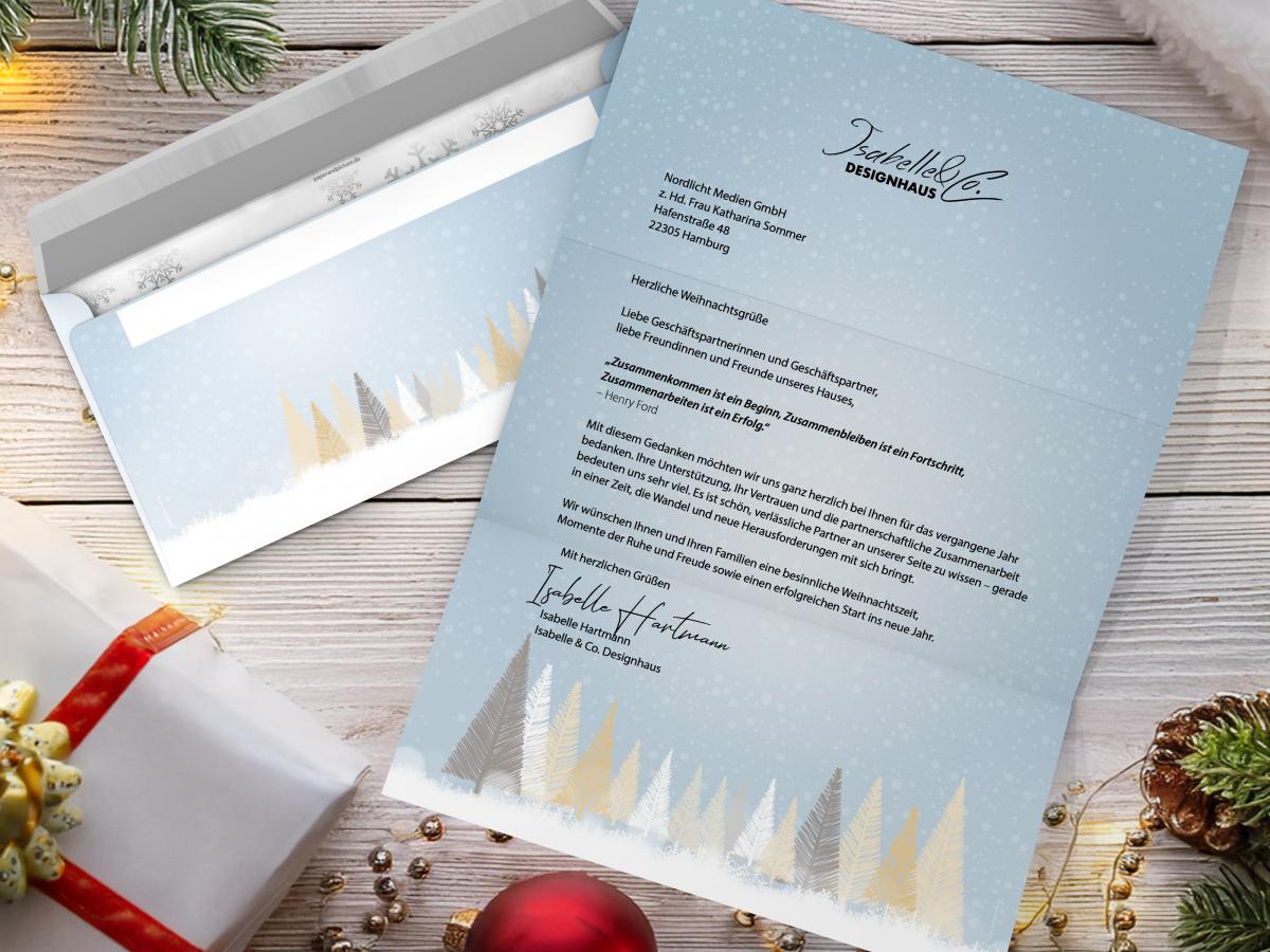 Weihnachtspapier Winterlicher Märchenwald Briefpapier mit Motiv