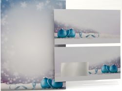 Weihnachtspapier Weihnachtskugeln im Schnee Briefpapier mit Motiv
