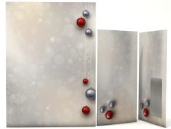 Weihnachtspapier Weihnachtskugeln Rot und Silber Briefpapier mit Motiv