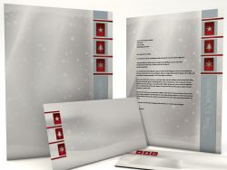 Festliches Weihnachtsbriefpapier mit Motiv Weiße Weihnacht mit Zusatzfarbe Silber in DIN A4