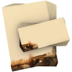 Motivpapier Poetische Brücke DIN A4 – Die kleine Brücke in warmer Morgenstimmung wirkt poetisch, ruhig und angenehm nostalgisch