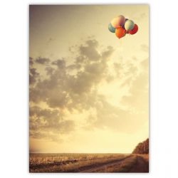 Motivpapier End of Summer DIN A4 – Warmer Abendhimmel und schwebende Ballons vermitteln Weite, Ruhe und einen Hauch Spätsommer