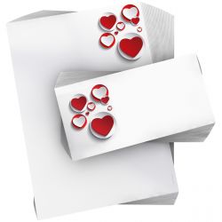 Motivpapier Simply Hearts DIN A4 – Rote und weiße Herzen auf hellem Grund wirken modern, herzlich und klar