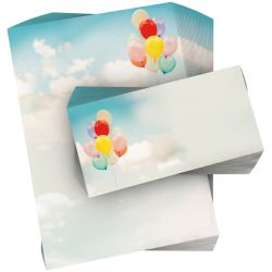 Motivpapier Luftballons DIN A4 – Bunte Luftballons vor hellem Himmel schaffen eine leichte, fröhliche und festliche Stimmung
