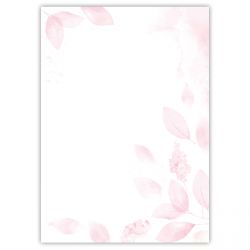 Motivpapier Pastel Leaves DIN A4 – Zarte rosafarbene Blätter an den Rändern schaffen einen modernen, luftigen Pastell-Look