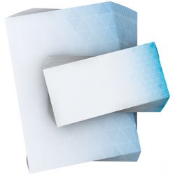 Motivpapier Office Triangle DIN A4 – Das feine blaue Dreieckmuster verläuft sanft in Weiß und wirkt modern, klar und professionell