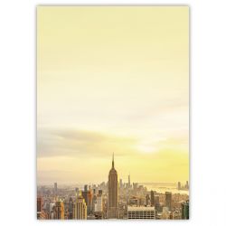 Motivpapier New York Skyline DIN A4 – Die New Yorker Skyline im warmen Abendlicht wirkt urban, modern und repräsentativ