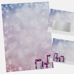 Festliches Weihnachtsbriefpapier mit Motiv Purple Present in DIN A4