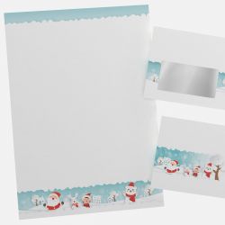 Festliches Weihnachtsbriefpapier mit Motiv Kinder im Schnee in DIN A4