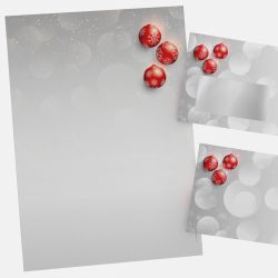 Festliches Weihnachtsbriefpapier mit Motiv Weihnachtskugel-Trio in DIN A4