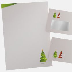 Festliches Weihnachtsbriefpapier mit Motiv Weihnachtsorigami GRÜN in DIN A4