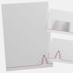 Festliches Weihnachtsbriefpapier mit Motiv Rotes Tannenbäumchen in DIN A4