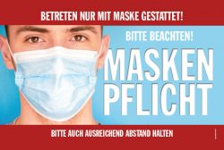 Hinweisschild Maskenpflicht