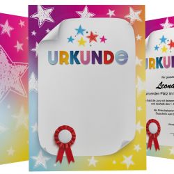 Urkundenpapier DIN A4 190 g/m² beidseitig bedruckt – Motiv Best Kids mit bunten Sternen